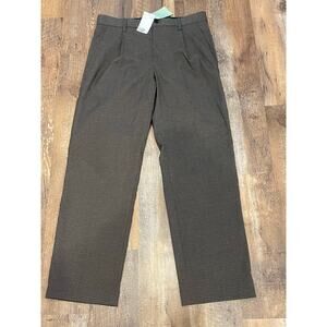 NWT H&M Men's brown plaid pleat front pants slacks 32's regular fit.